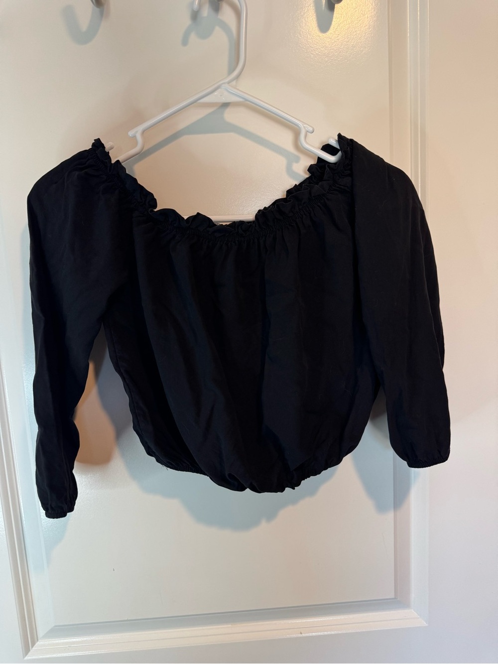 Brandy Melville Black Off-Shoulder Elastic Hem Blouse